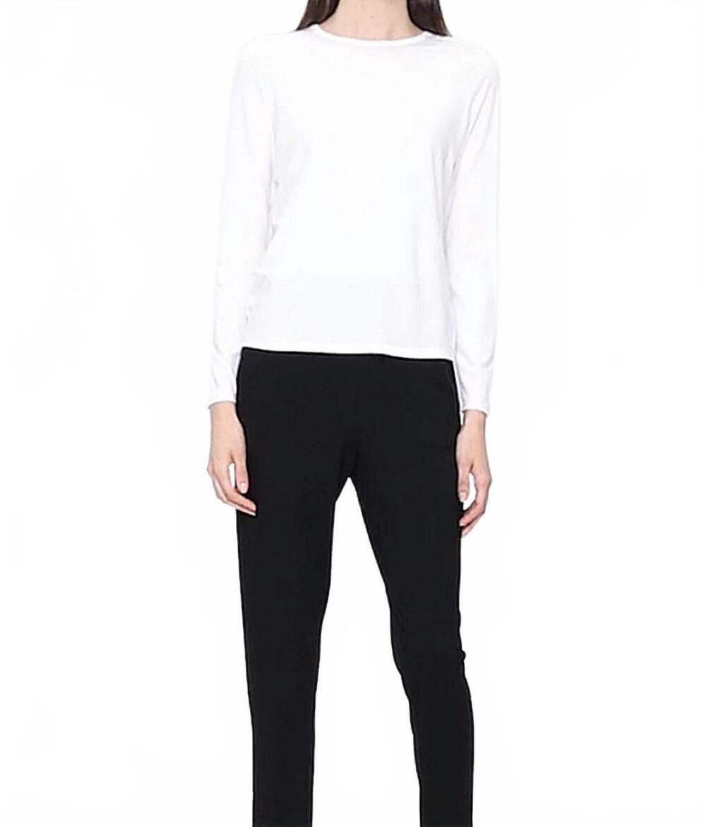 NEW EILEEN FISHER system lightweight pullover jersey crewneck top in white